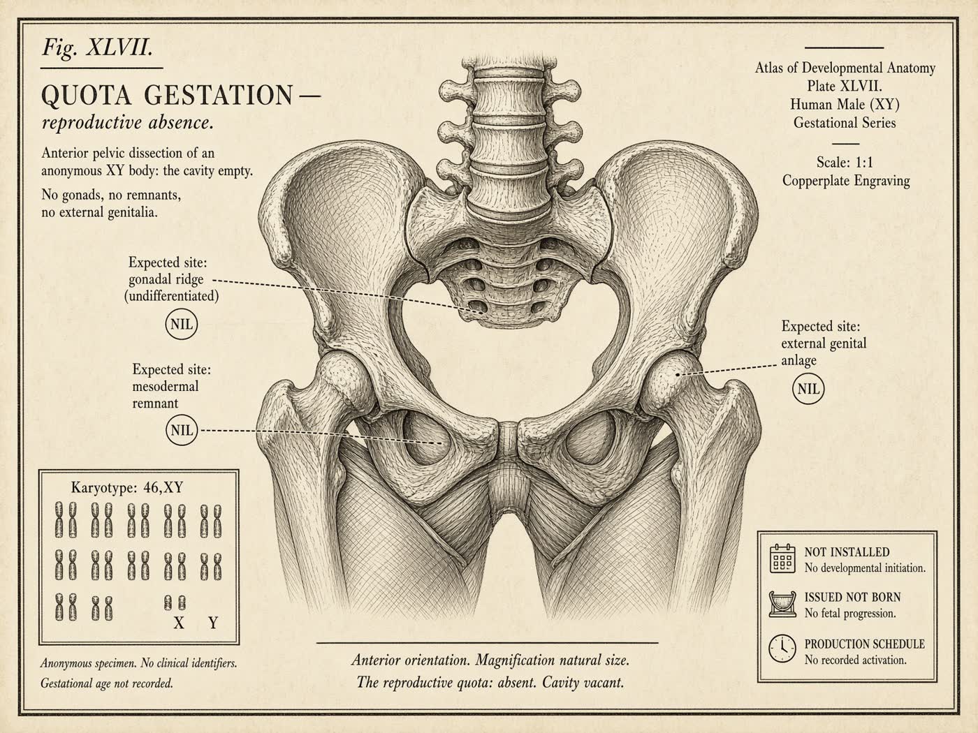 Atlas plate: Quota gestation. Pelvic cavity.