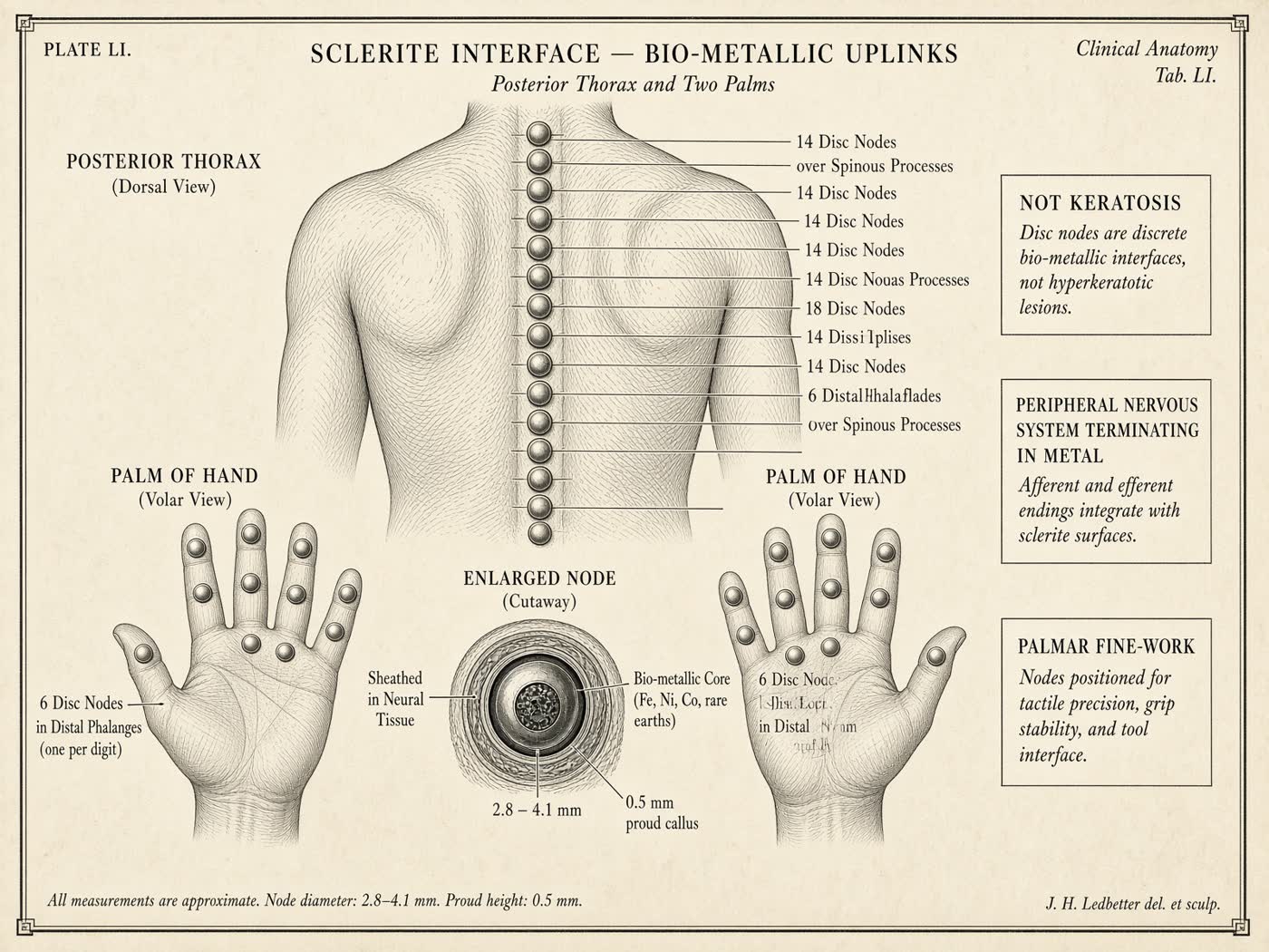 Atlas plate: Sclerite interface. Spine and palmar digits.