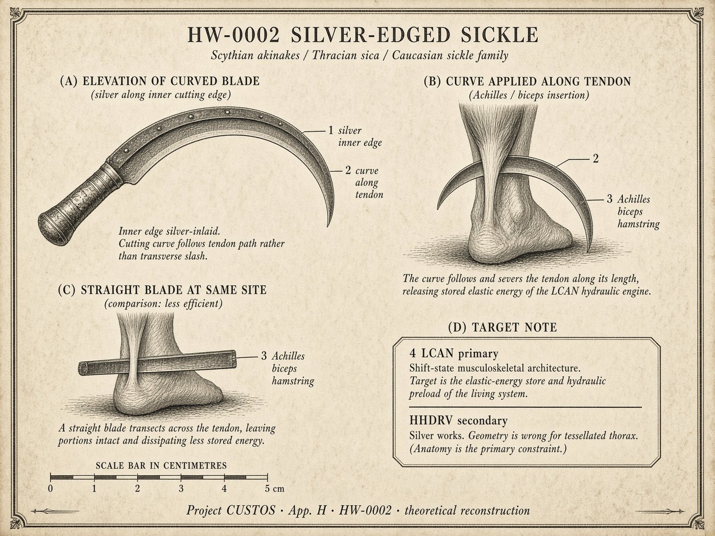 Atlas plate: Silver-edged sickle. Tendon axis.