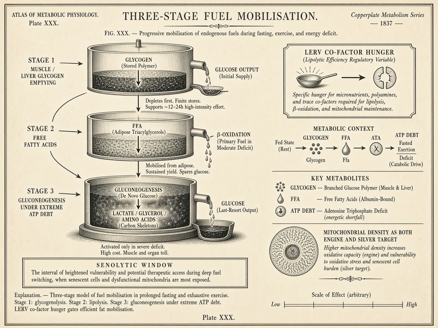 Atlas plate: Three-stage fuel mobilisation. Liver and muscle glycogen.