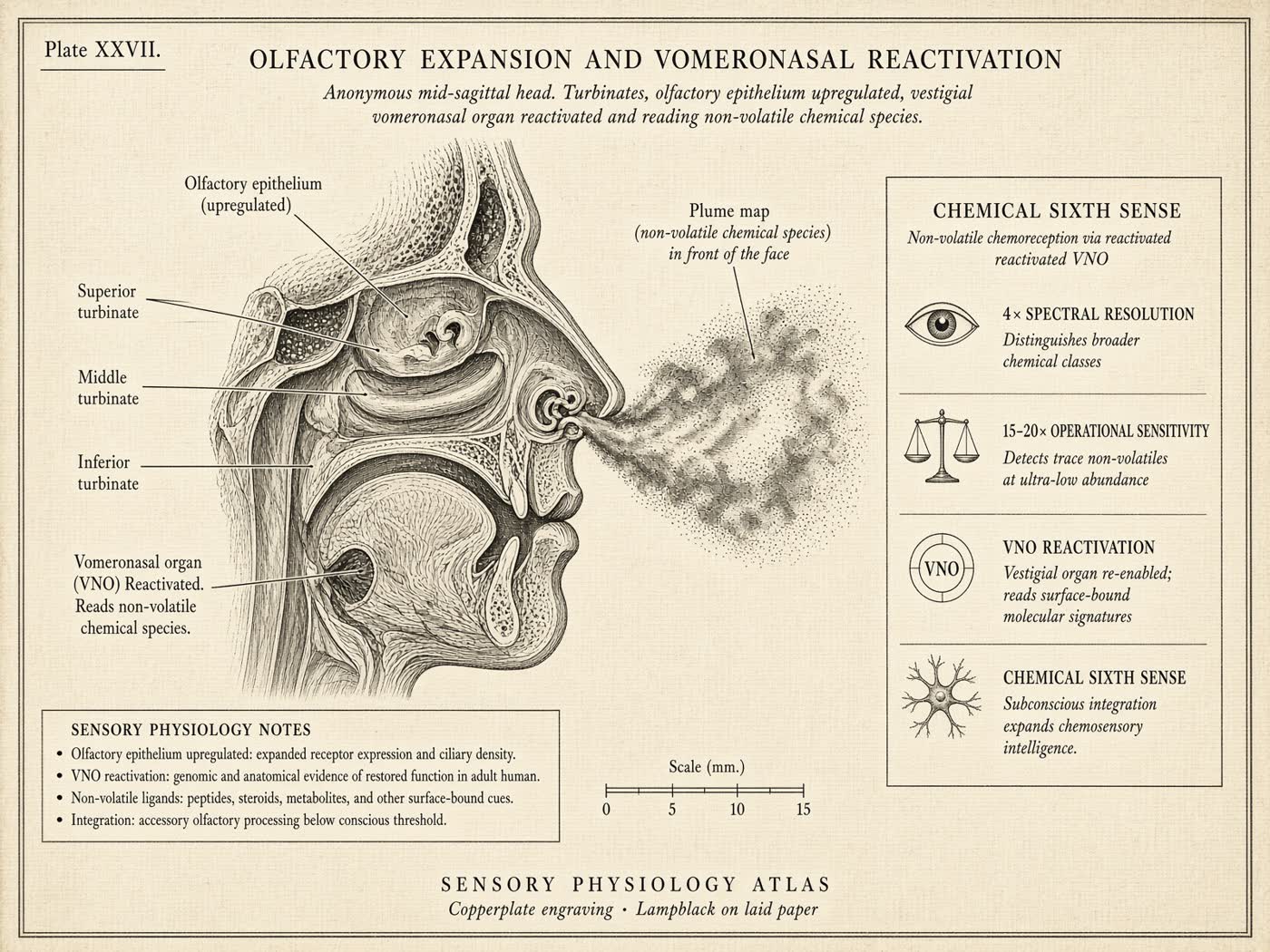 Atlas plate: Four times the spectrum. Olfactory epithelium and vomeronasal remnant.